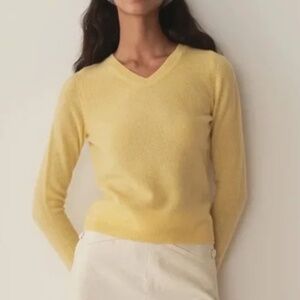 [NWT] Doen Garance 100%Cashmere V Neck Knit Sweater Lemon Chiffon Yellow
